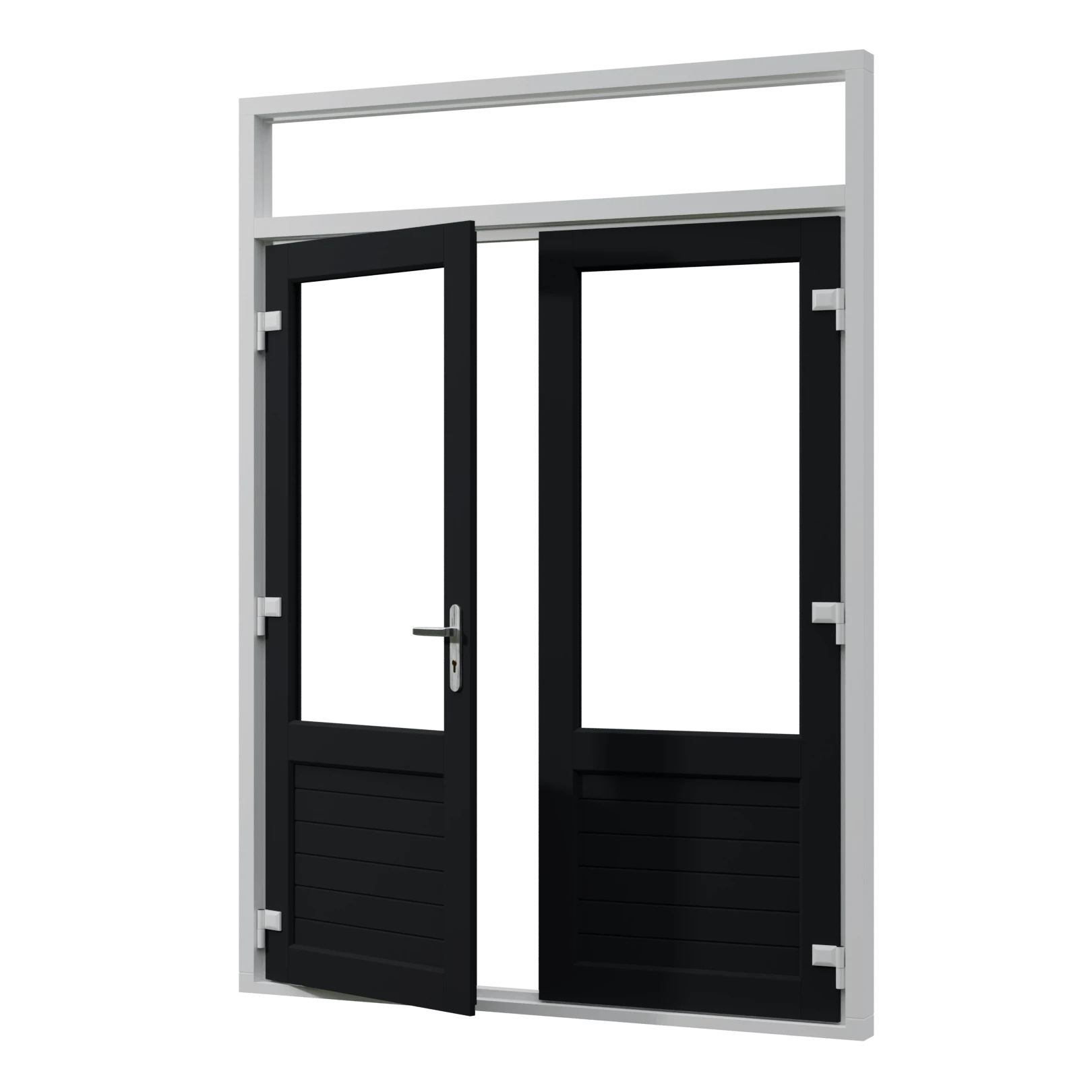Dubbele-kunststof-buitendeuren-met-paneel-en-bovenlicht