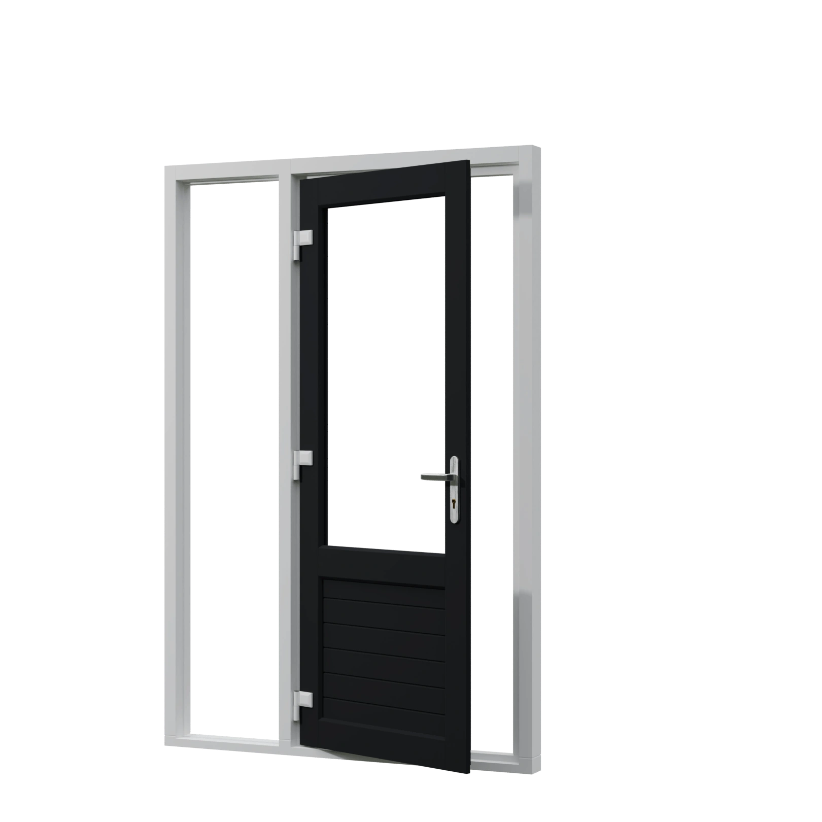 Enkele-kunststof-buitendeur-met-paneel-en-zijlicht-links