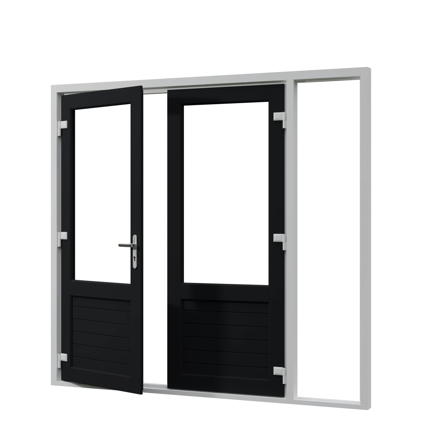 Dubbele-kunststof-buitendeuren-met-paneel-en-zijlicht-rechts